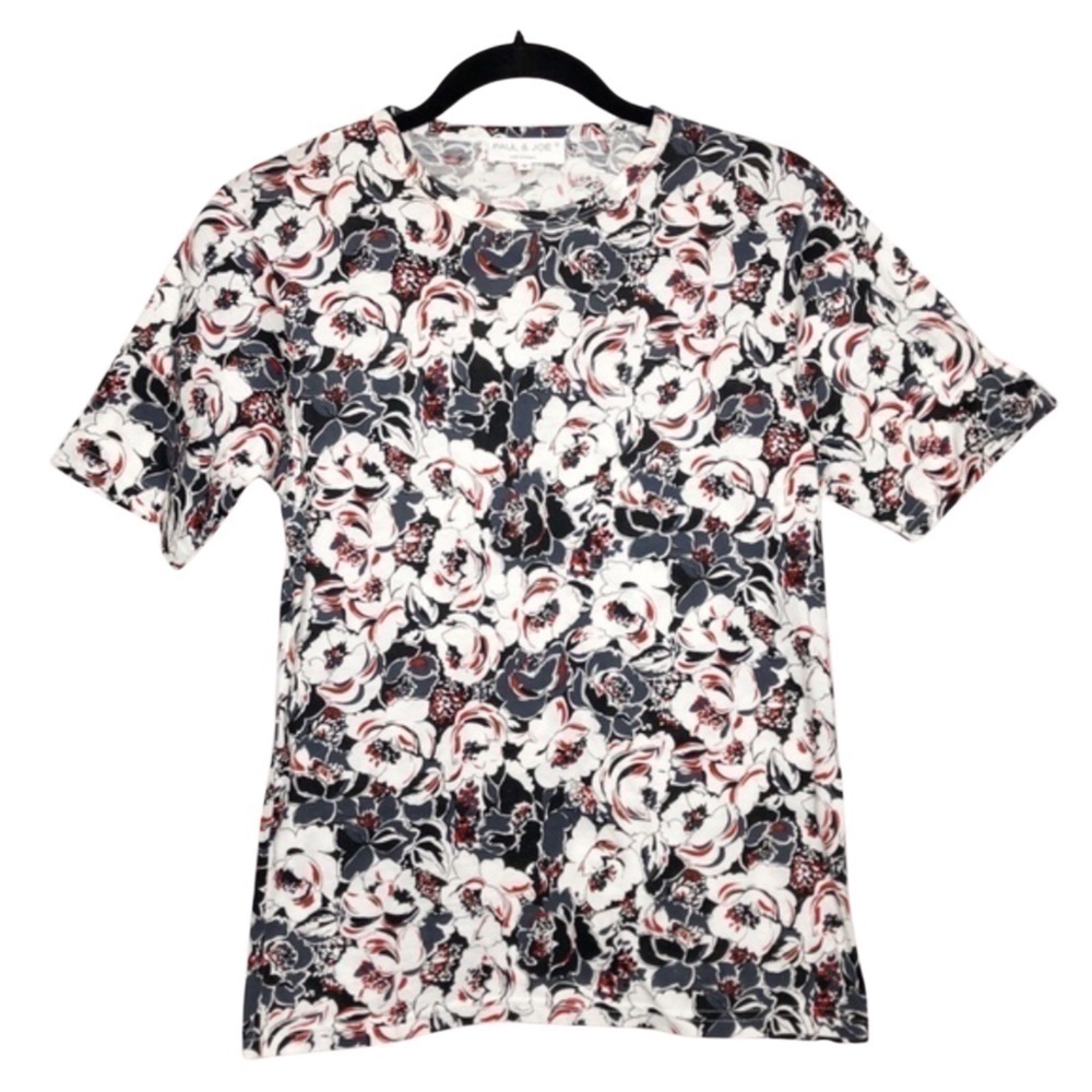 Vintage red and white floral tee